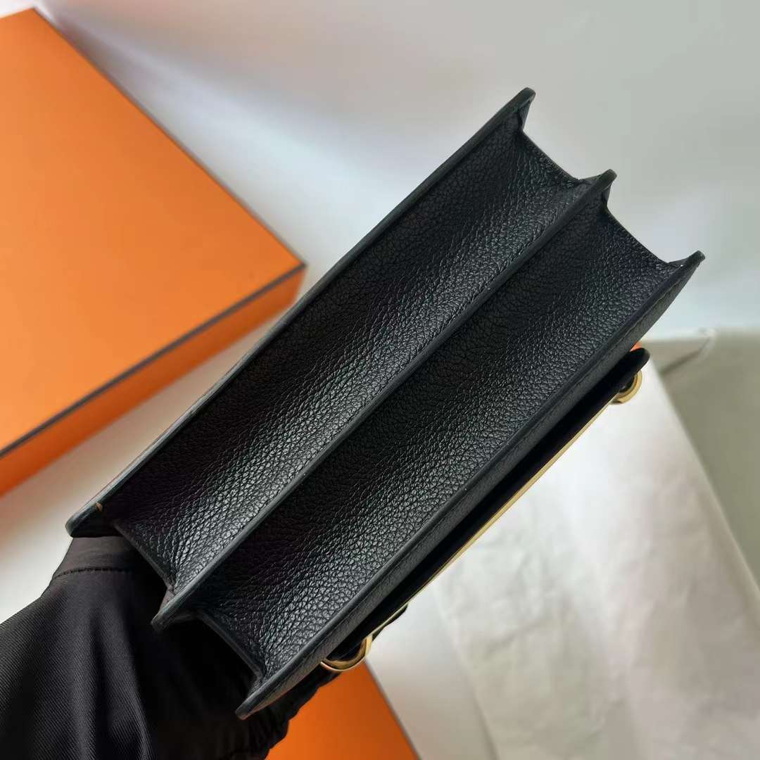 Hermès（爱马仕）Roulis 猪鼻子 Evercolor Ck89 黑色 金扣 18cm 全手工蜡线缝 Ghw