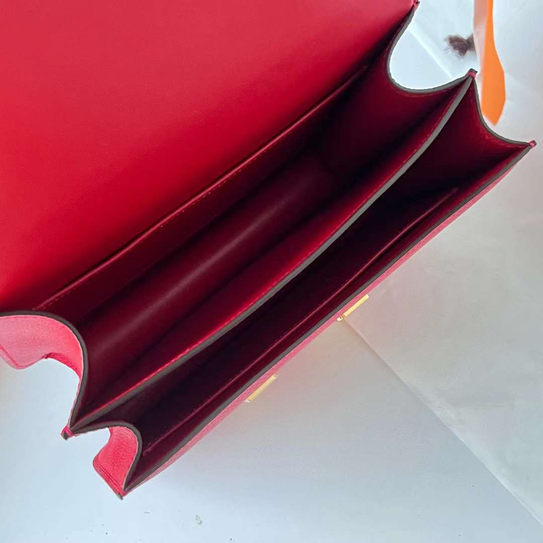 Hermès（爱马仕）Constance 空姐包 Epsom Q5 国旗红 金扣 19cm 全手工蜡线缝 ghw