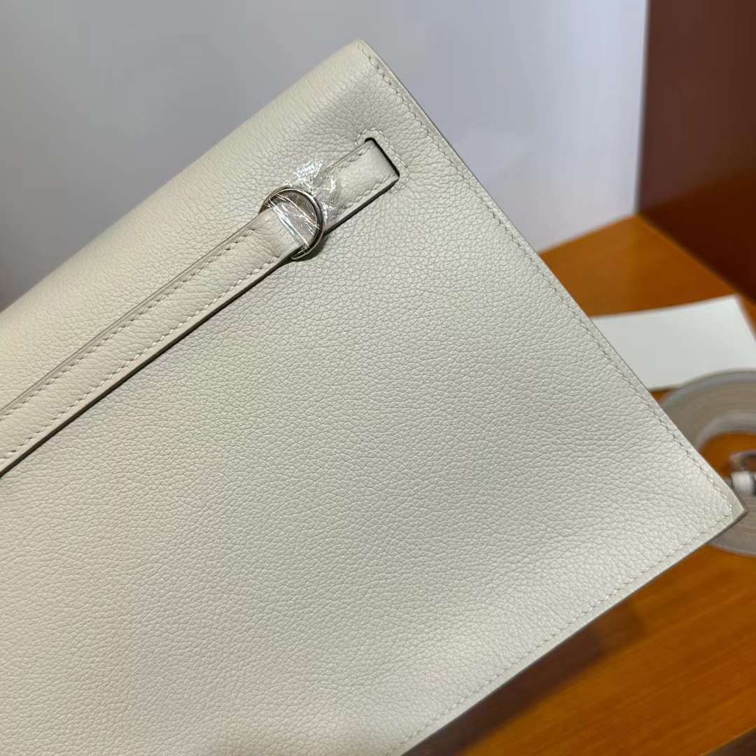 Hermès（爱马仕）Kelly danse 跳舞包 Evercolor Ck80 珍珠灰 银扣 22cm 全手工蜡线缝 Phw