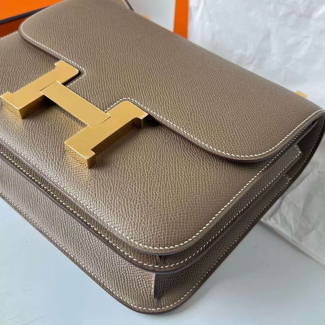 Hermès（爱马仕） Constance 空姐包 Epsom Ck18 大象灰 金扣 24cm 全手工蜡线缝 Ghw