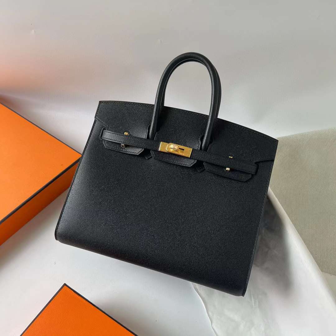 Hermès（爱马仕）Birkin 铂金包 Sellier Madame Ck89 黑色 金扣 25cm 全手工蜡线缝 Ghw