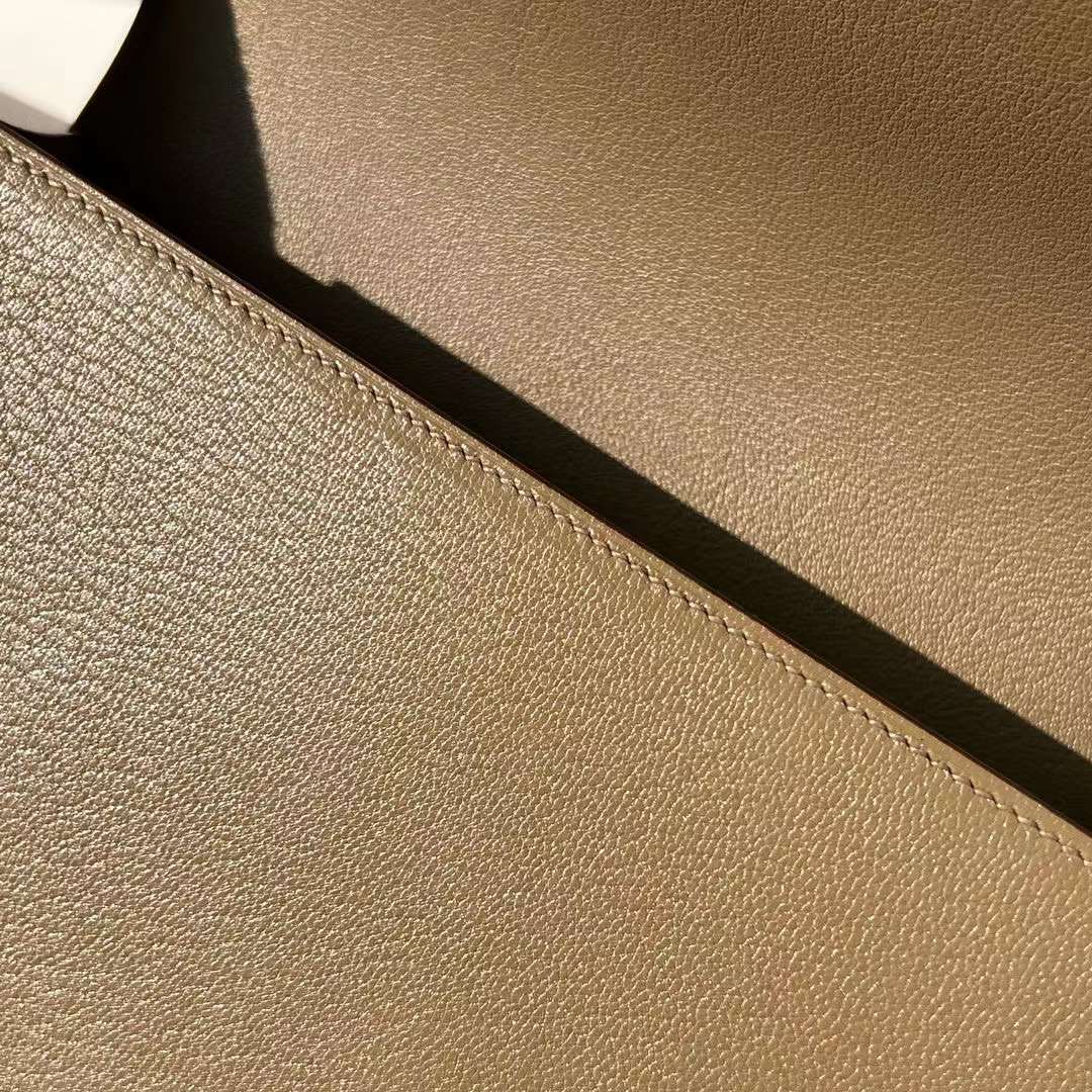 Hermès（爱马仕）Geta 木屐包 Chevre 进口山羊皮 Ck18 大象灰 银扣 20cm 全手工蜡线缝 Phw