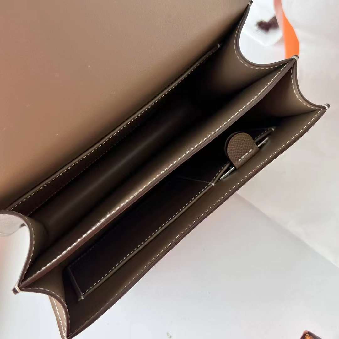 Hermès（爱马仕）Constance 空姐包 1-19 Epsom 镜子款 ck18 大象灰 玫瑰金扣 19cm 全手工蜡线缝 RGhw