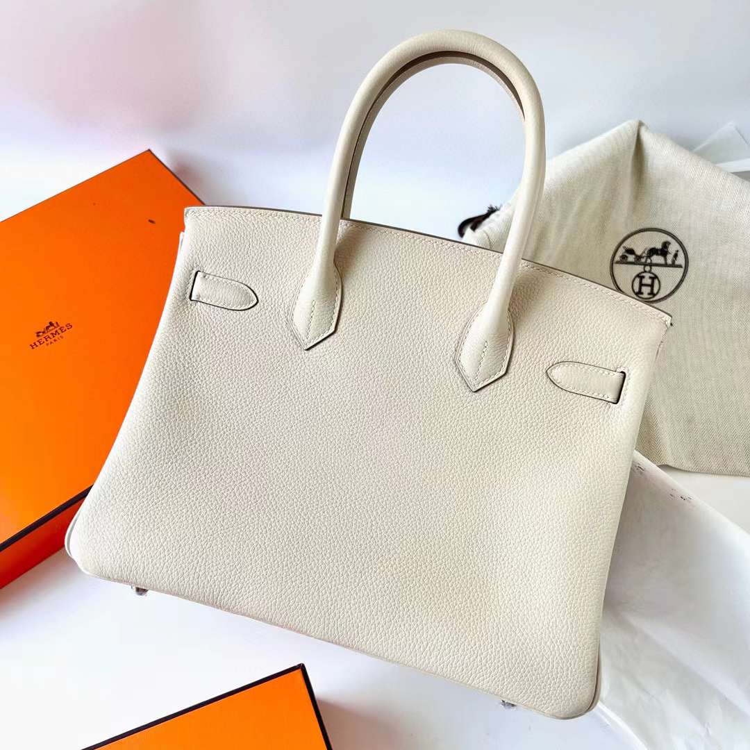Hermès（爱马仕）Birkin 铂金包 Togo皮 Ck10 奶昔白 金扣 Ghw 30cm