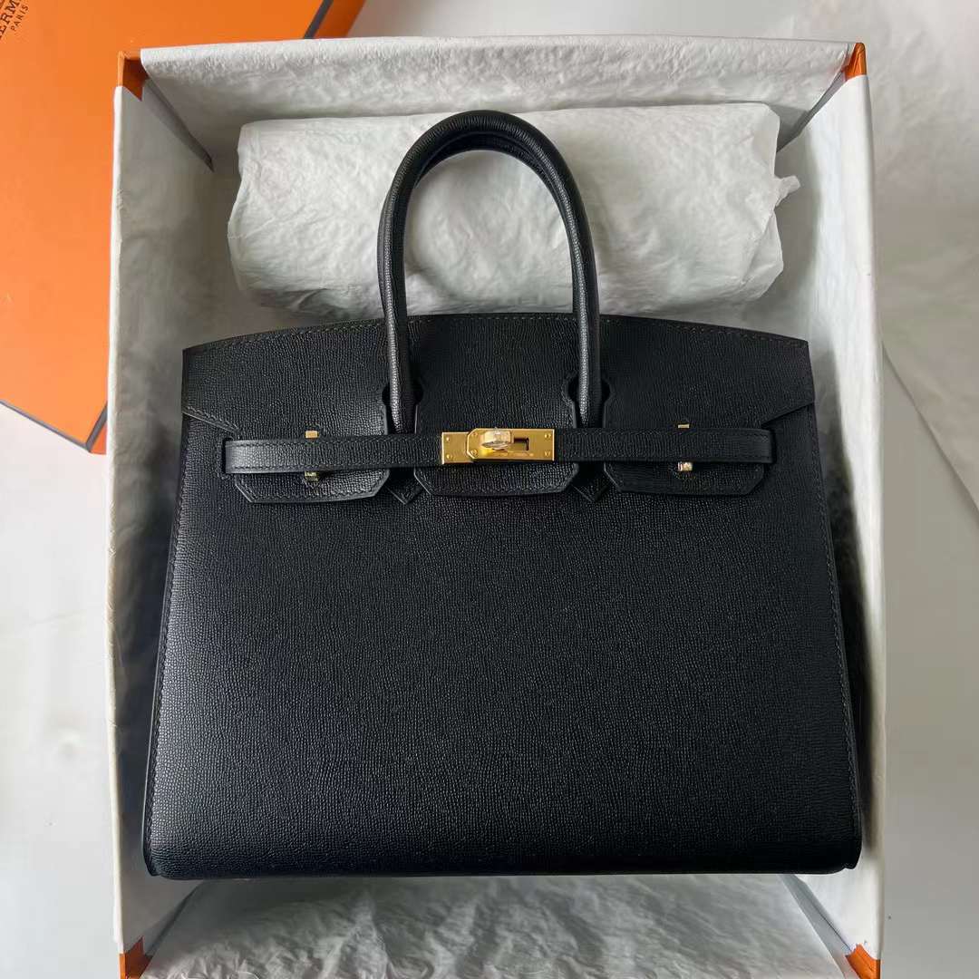 Hermès（爱马仕）Birkin 铂金包 Sellier Madame Ck89 黑色 金扣 25cm 全手工蜡线缝 Ghw