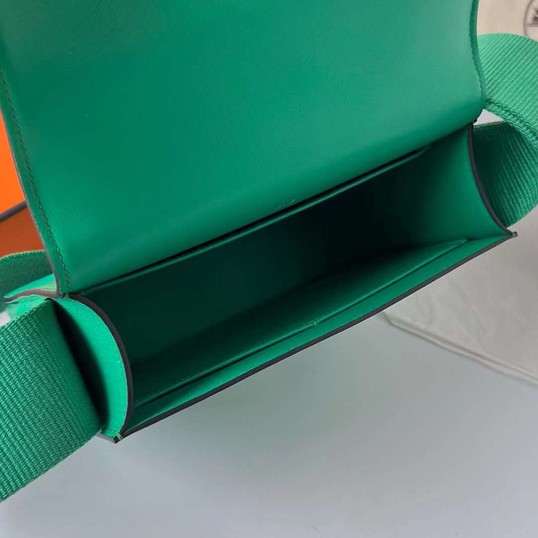 Hermès（爱马仕）Geta 木屐包 Chevre 进口山羊皮 6W 薄荷绿 银扣 20cm 全手工蜡线缝 Phw