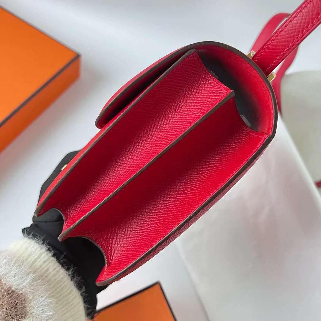 Hermès（爱马仕）Constance 空姐包 Epsom Q5 国旗红 金扣 19cm 全手工蜡线缝 ghw